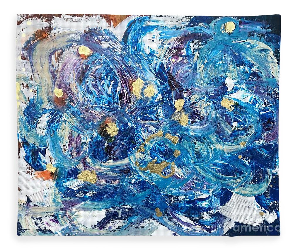 Abstract Fleece Blanket featuring the painting Fabric in Time by Monika Shepherdson
