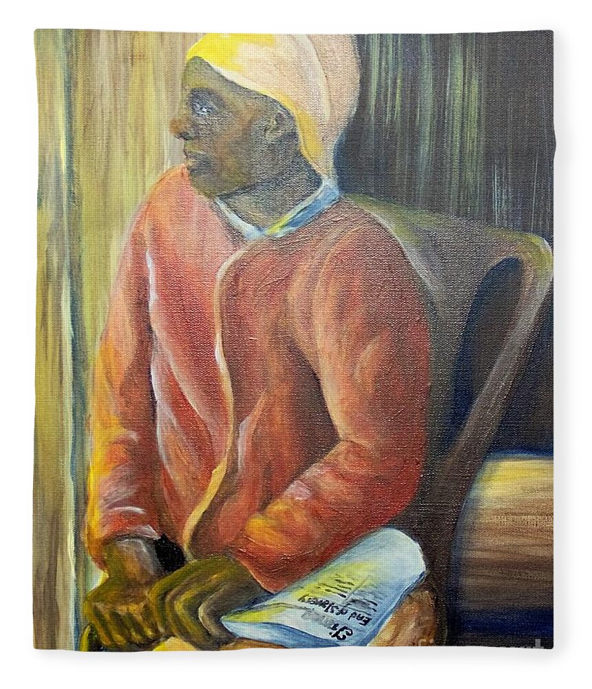 Slavery Fleece Blanket featuring the painting Facing Freedom by Saundra Johnson