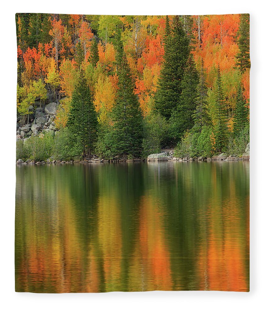 Rocky Mountain National Park Fleece Blanket featuring the photograph Fall Color on Bear Lake in Rocky Mountain National Park by Ronda Kimbrow
