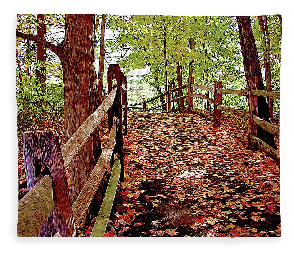 Nature Fleece Blanket featuring the photograph Fall Pathway by Linda Carruth
