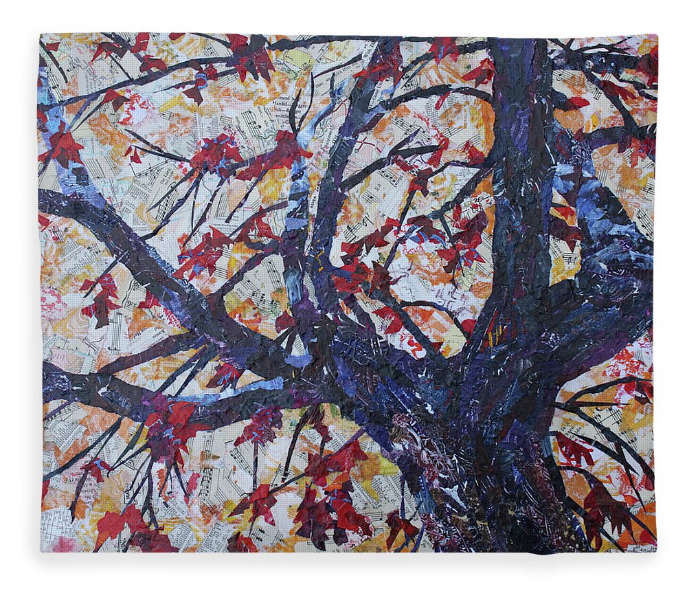 Tree Fleece Blanket featuring the painting Fall Remmants by Jenny Armitage
