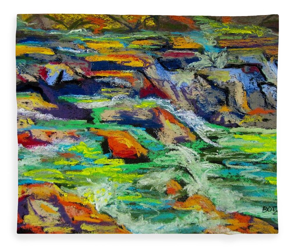 Water Fleece Blanket featuring the pastel Falls at Glen Ellis by Barbara O'Toole