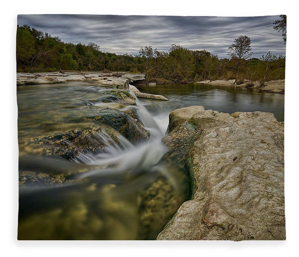 Mckinney Falls Fleece Blanket featuring the photograph Texas Hill Country Falls by Jonathan Davison