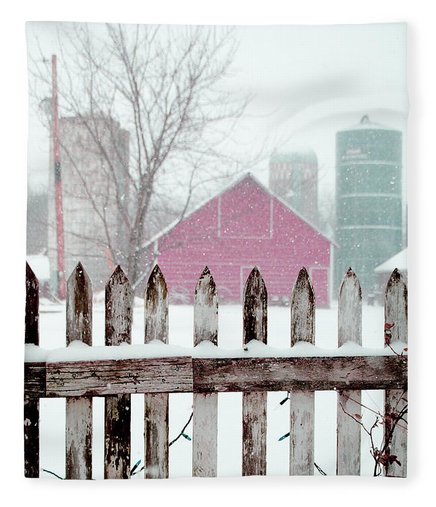 Farm Fleece Blanket featuring the photograph Farmline Christmas by Troy Stapek