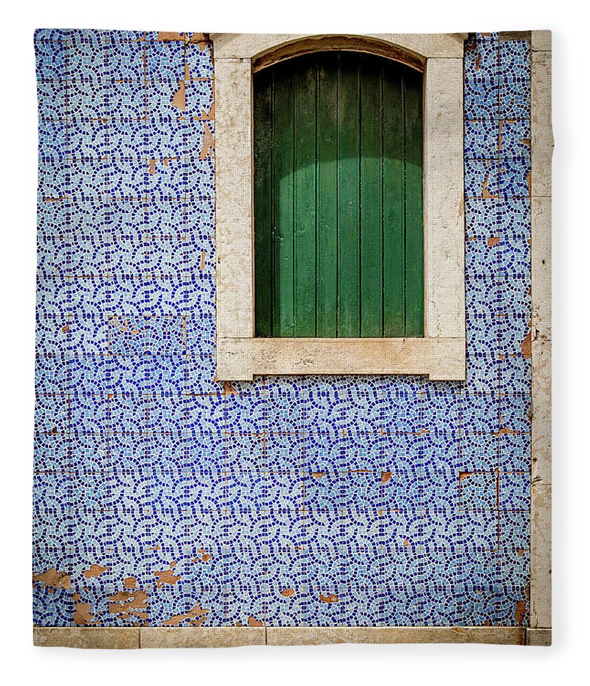 Faro Fleece Blanket featuring the photograph Faro Blue Tiles by Nigel R Bell