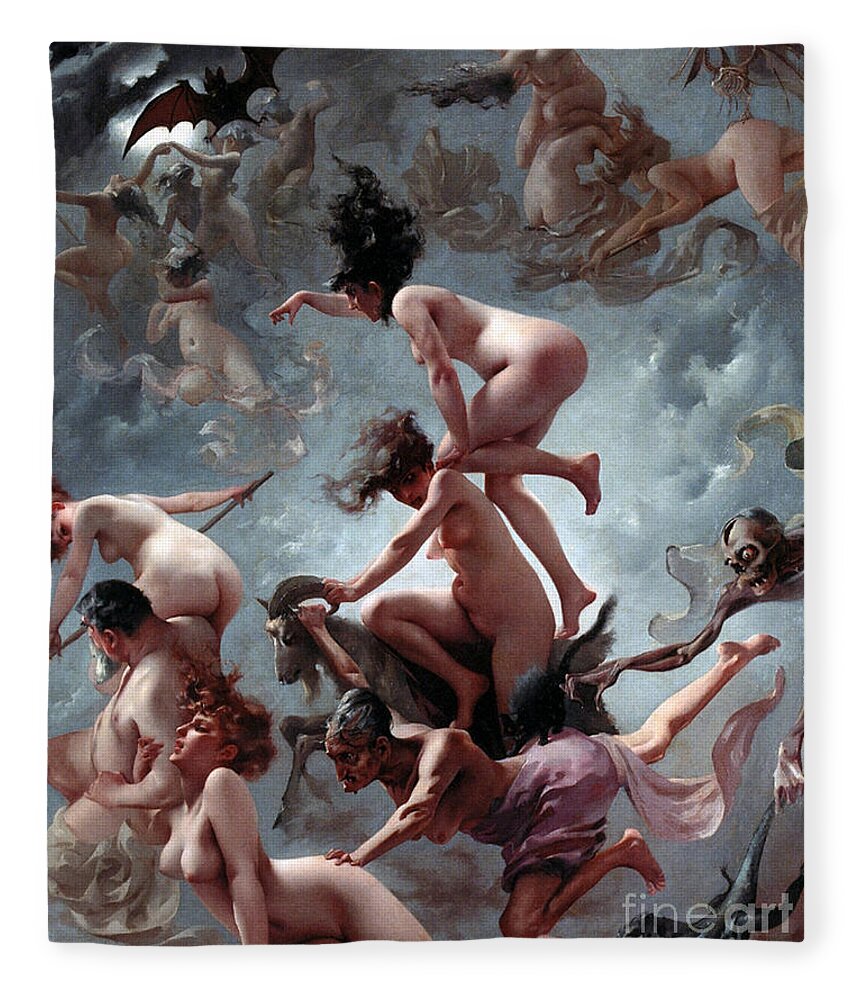 Naked Fleece Blanket featuring the painting Faust's Vision by Luis Riccardo Falero