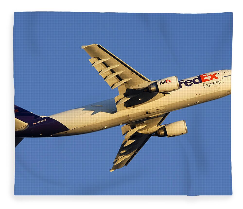 Airliner Fleece Blanket featuring the photograph Fedex Airbus A300F4 605R N692FE Phoenix Sky Harbor December 23 2010 by Brian Lockett