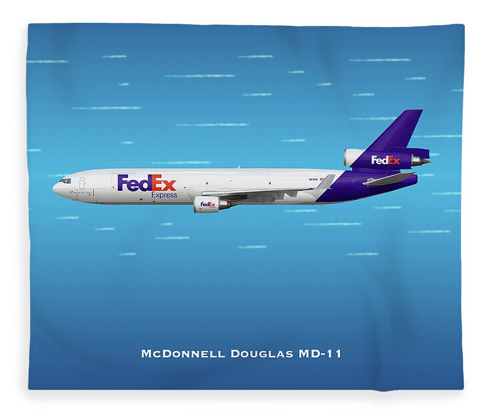 Fedex Fleece Blanket featuring the digital art FedEx McDonnell Douglas MD-11 by Airpower Art