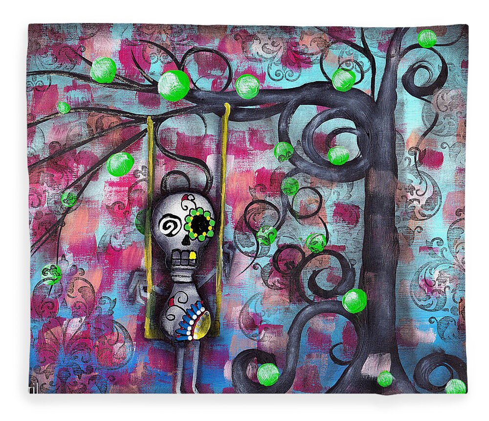Day Of The Dead Fleece Blanket featuring the painting Felipe by Abril Andrade