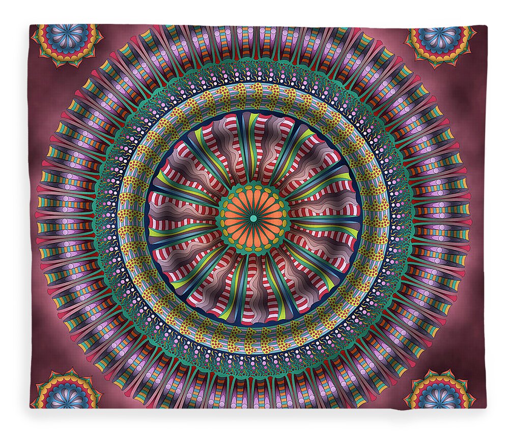 Experimental Mandalas Fleece Blanket featuring the digital art Ferris Wheel by Becky Titus