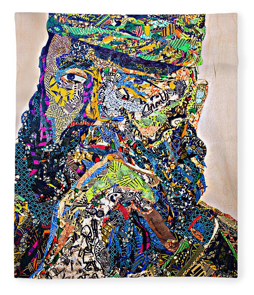 Black Icon Fleece Blanket featuring the tapestry - textile Fidel El Comandante Complejo by Apanaki Temitayo M
