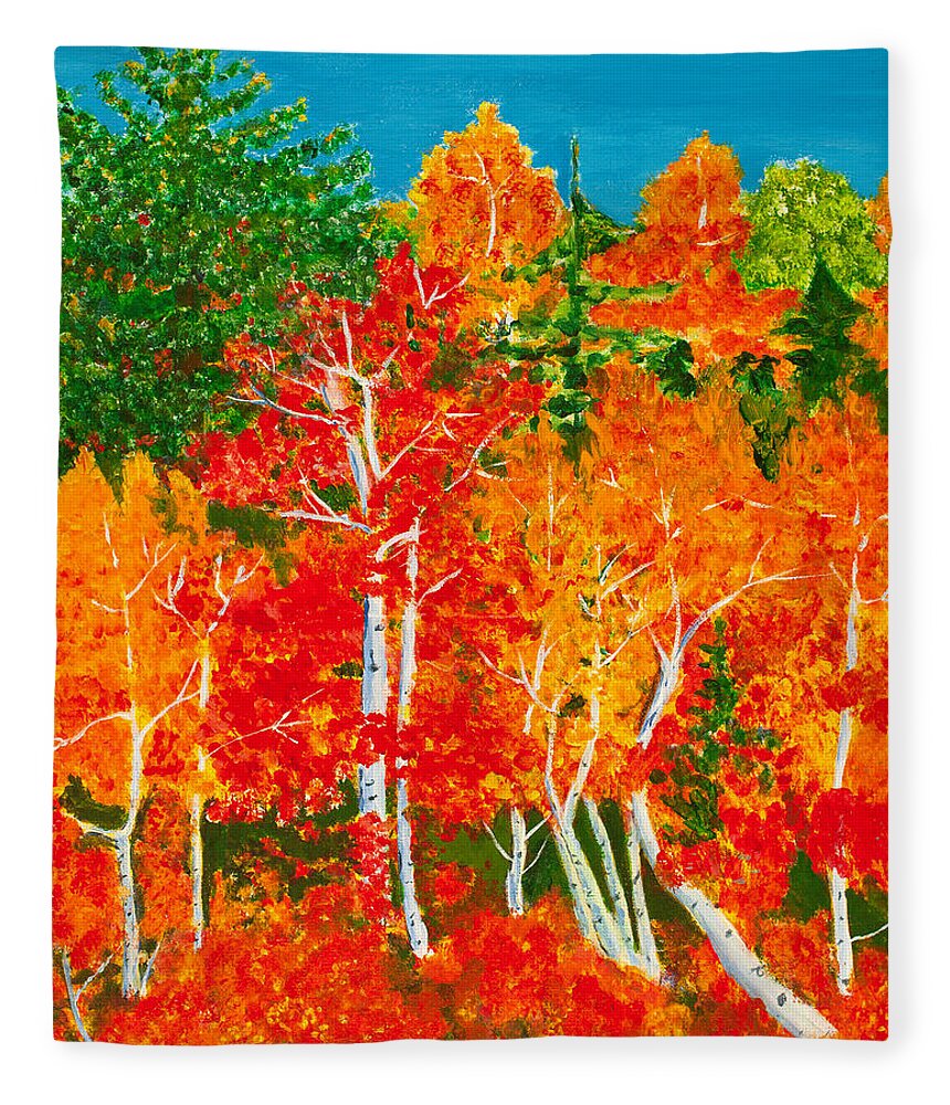 Forest Fleece Blanket featuring the painting Fiery Forest 20 x 16 by Santana Star