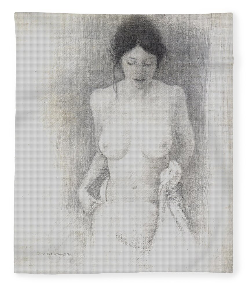Breasts Fleece Blanket featuring the drawing Figure Study 6 by David Ladmore