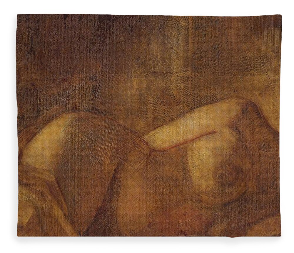 Nude Fleece Blanket featuring the painting Figure Study by David Ladmore