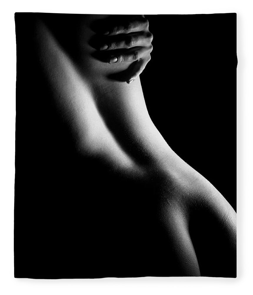 Nude Fleece Blanket featuring the photograph Figure Study with Hand by Joe Kozlowski