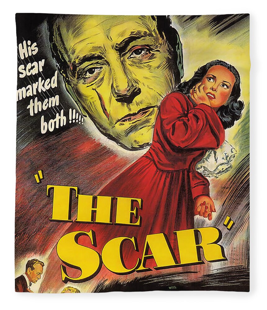 Film Noir Fleece Blanket featuring the painting Film Noir Poster The Scar by Vintage Collectables