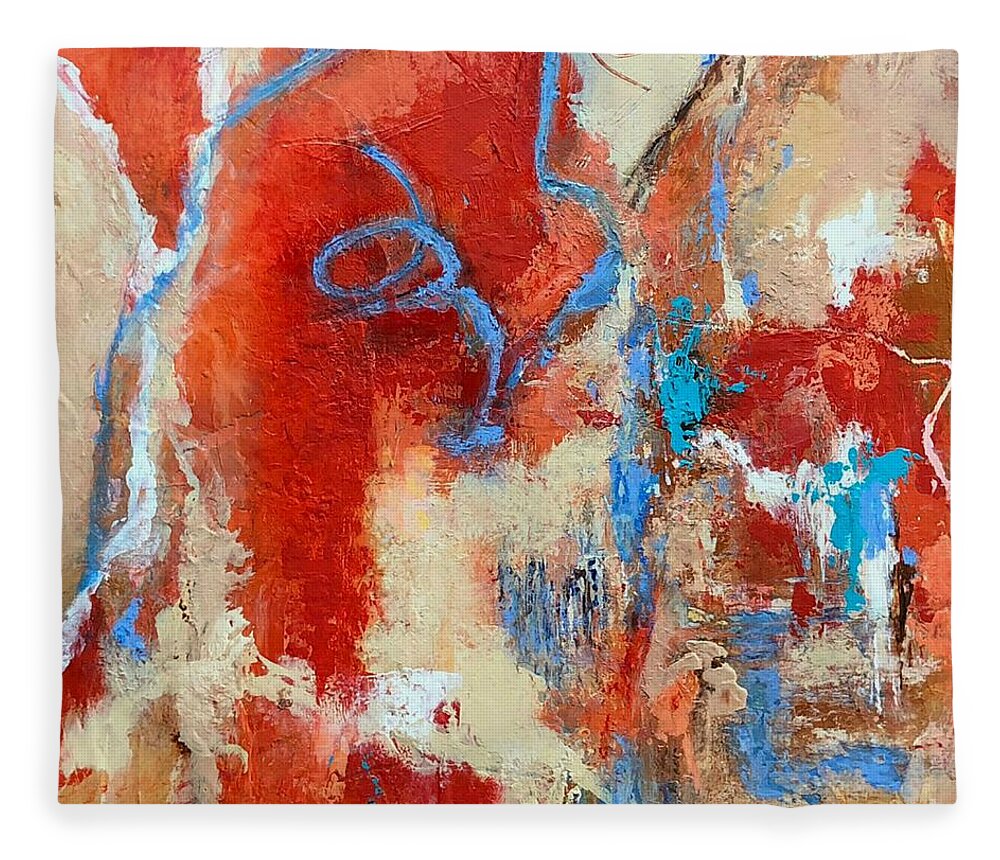 Abstract Fleece Blanket featuring the painting Fire Spirits by Mary Mirabal
