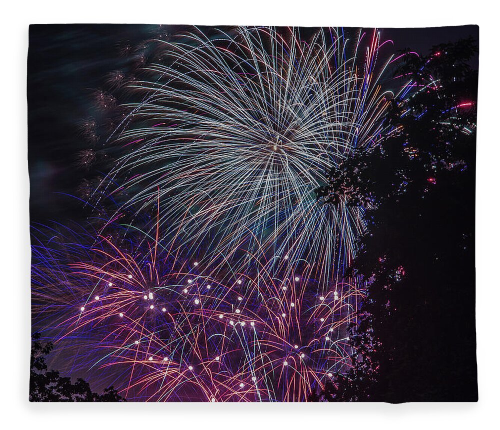 Fireworks Fleece Blanket featuring the photograph Fireworks 4 by Jerry Gammon
