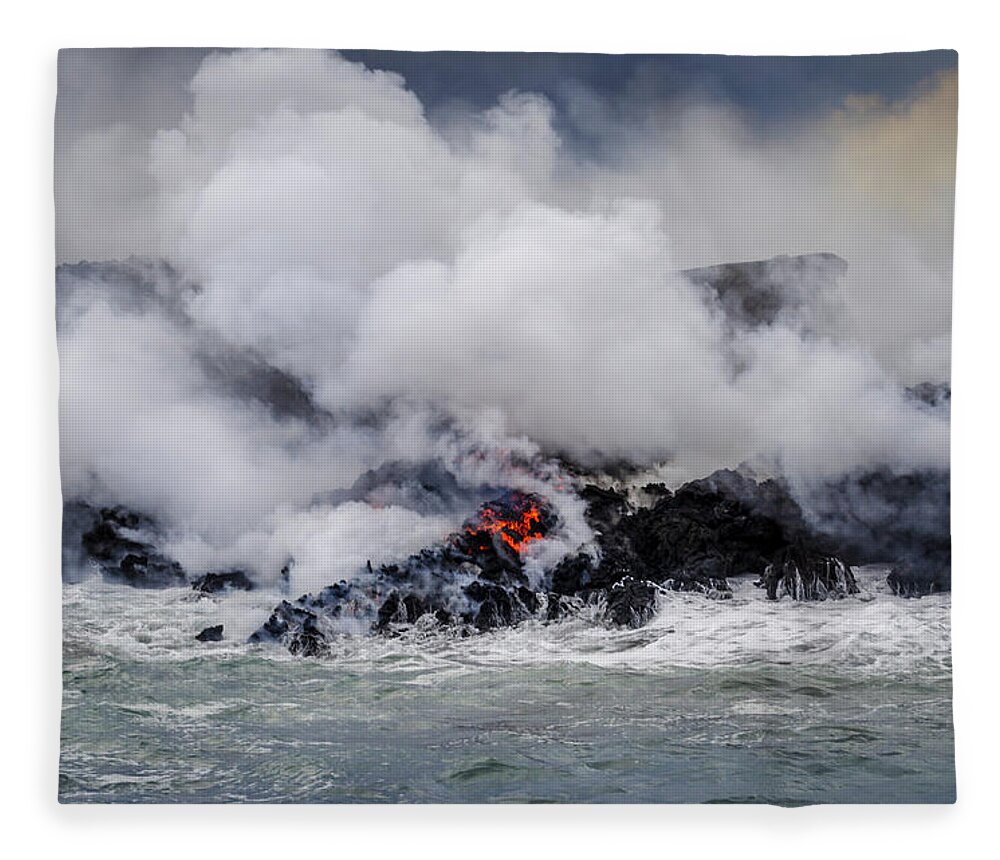 Lava Fleece Blanket featuring the photograph Firey Island Growth by Daniel Murphy