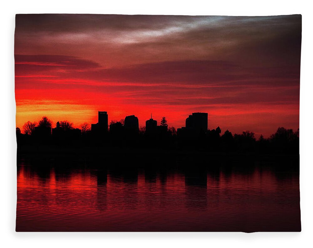 Denver Fleece Blanket featuring the photograph First Light in Denver by Kevin Schwalbe
