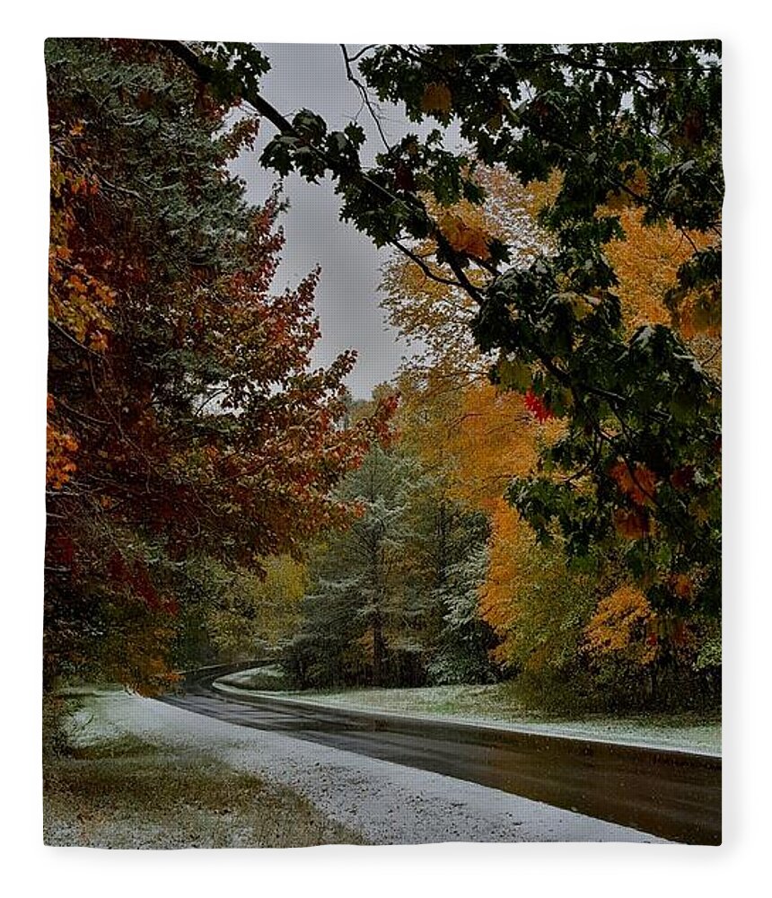 Seasons Fleece Blanket featuring the photograph First Snowfall by Dani McEvoy