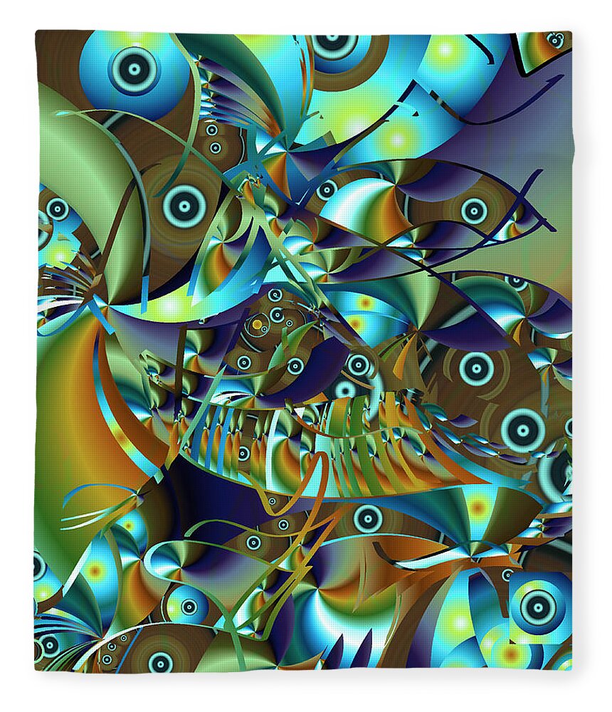 Digital Art Fleece Blanket featuring the digital art Fish Fiesta by Lynda Lehmann
