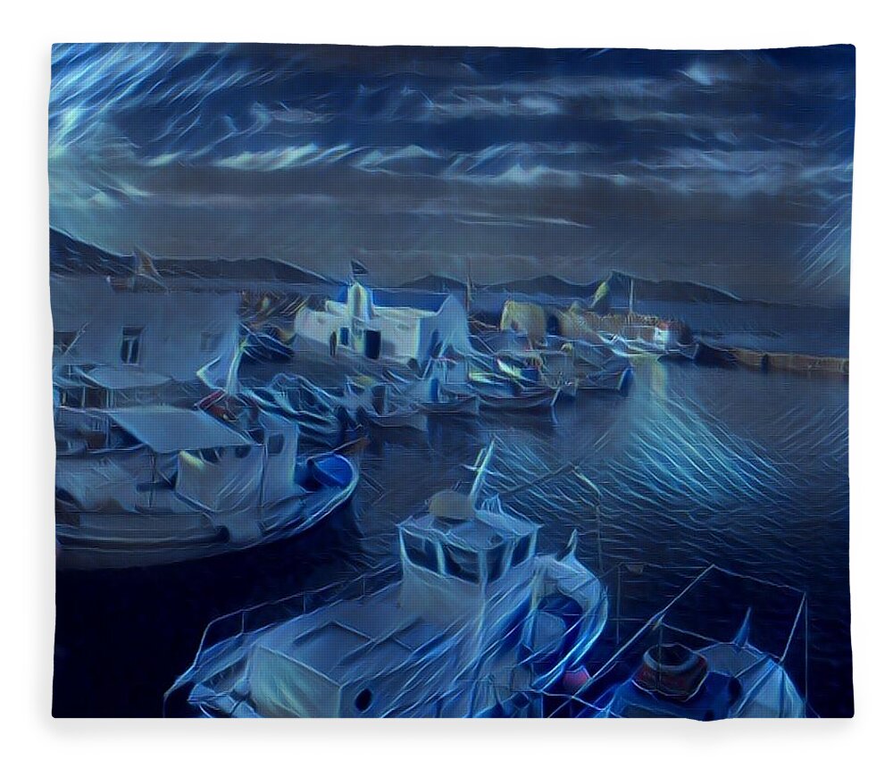 Colette Fleece Blanket featuring the photograph Fish harbour Paros Island Greece by Colette V Hera Guggenheim