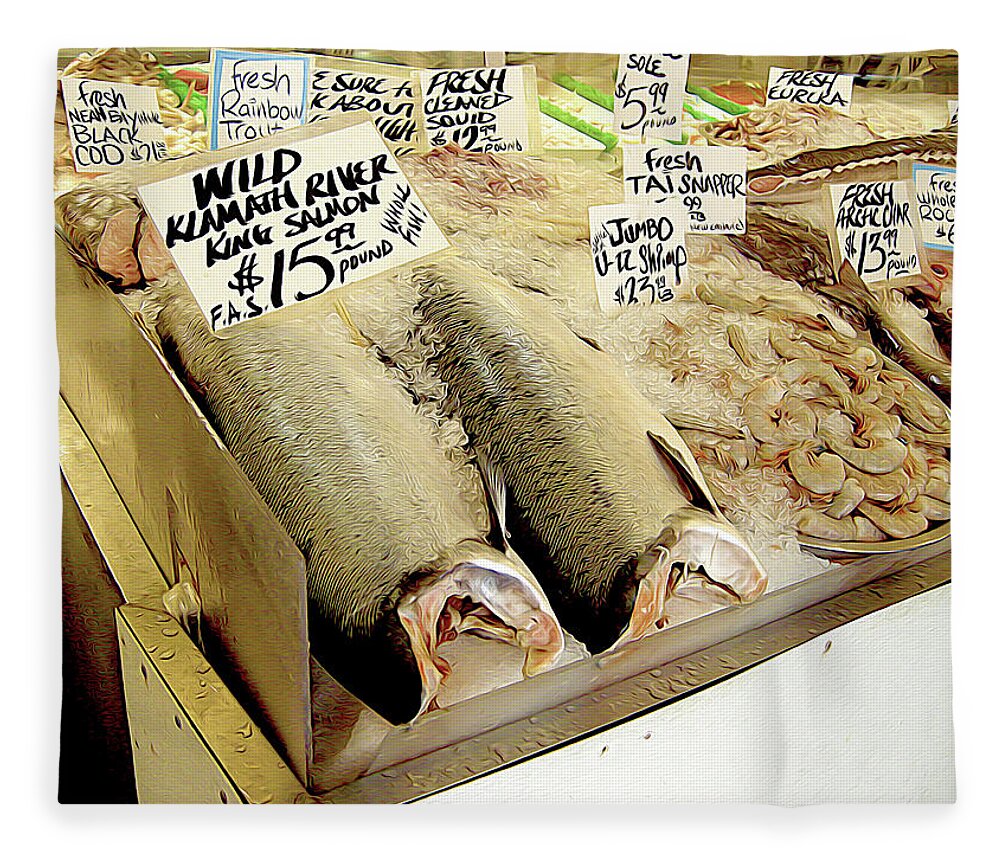 Market Fleece Blanket featuring the photograph Fish Market by Linda Carruth