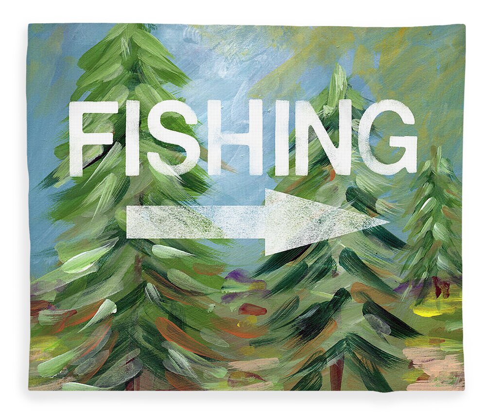 Fishing Fleece Blanket featuring the painting Fishing- Art by Linda Woods by Linda Woods