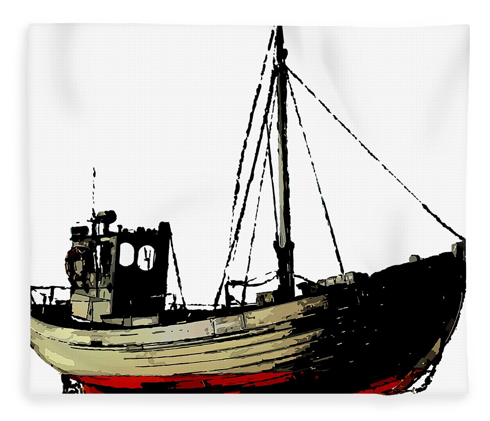 Fishing Fleece Blanket featuring the digital art Fishing Boat by Piotr Dulski