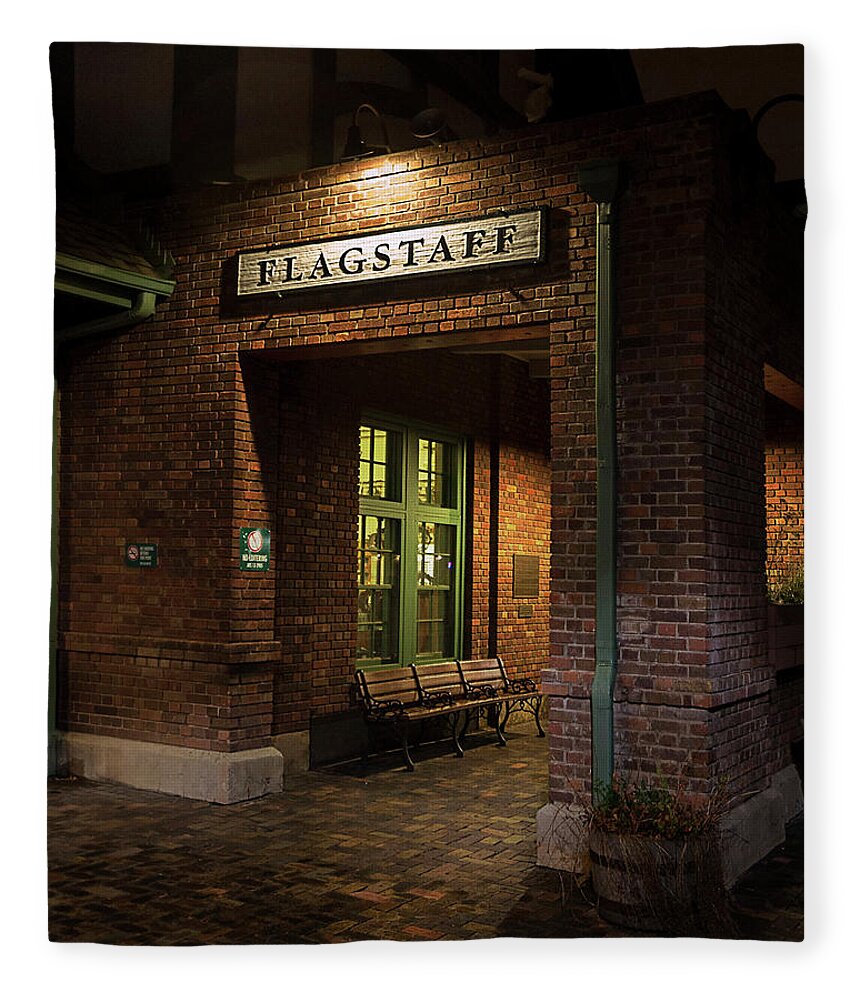 Flag Fleece Blanket featuring the photograph Flagstaff Rail Station Entry by American Landscapes