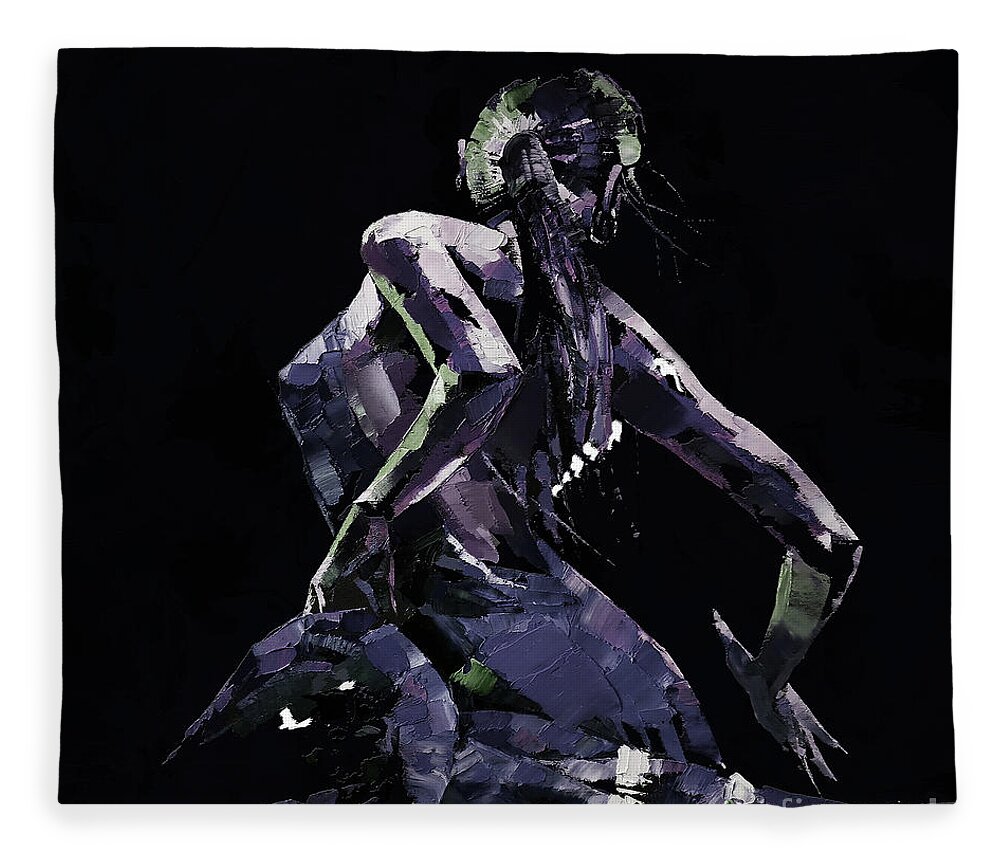 Flamenco Fleece Blanket featuring the painting Flamenco Knife Painting by Gull G