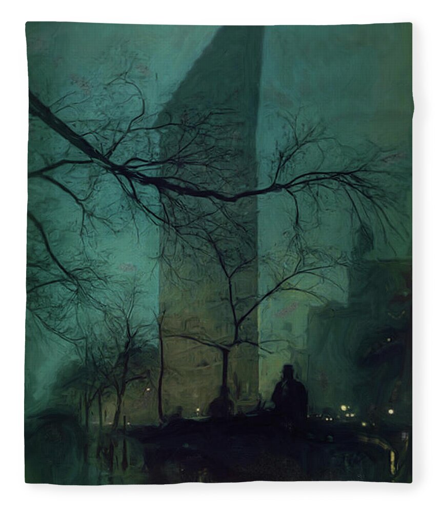 Troy Fleece Blanket featuring the painting Flatiron Building Painting by Troy Caperton