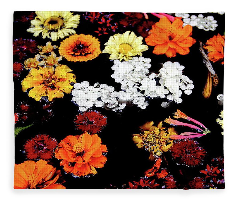 Flowers Fleece Blanket featuring the photograph Floating Petals by Allen Nice-Webb