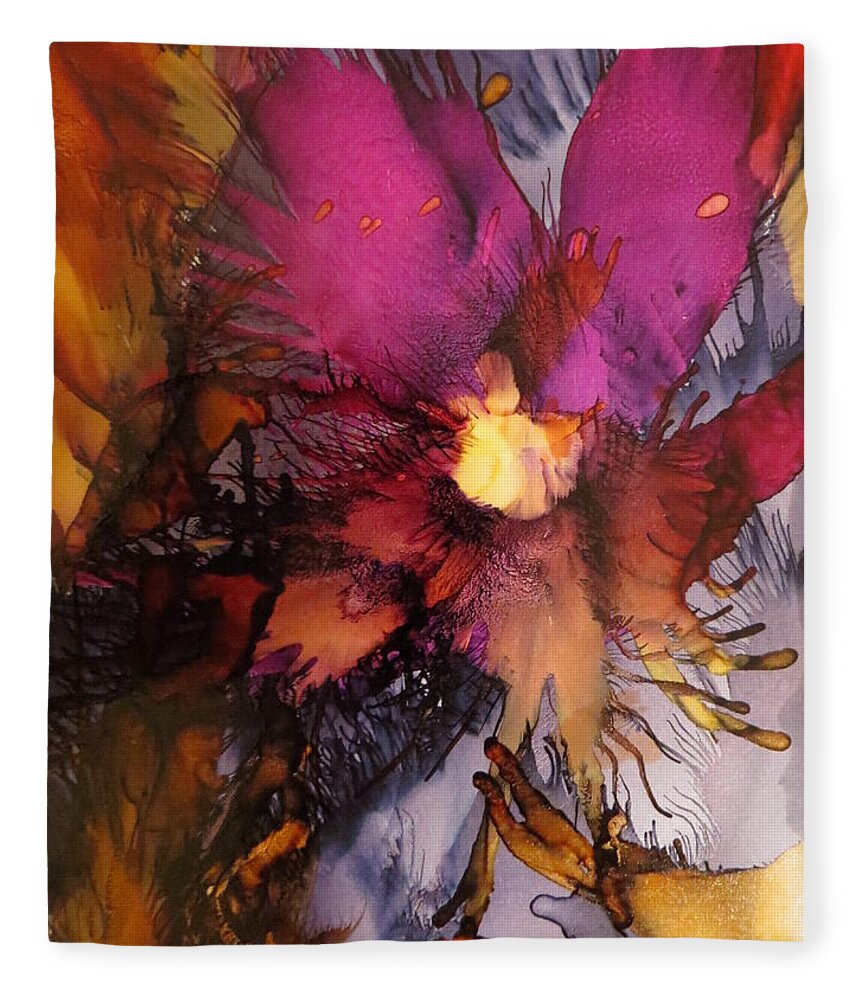 Abstract Fleece Blanket featuring the painting Flora by Soraya Silvestri
