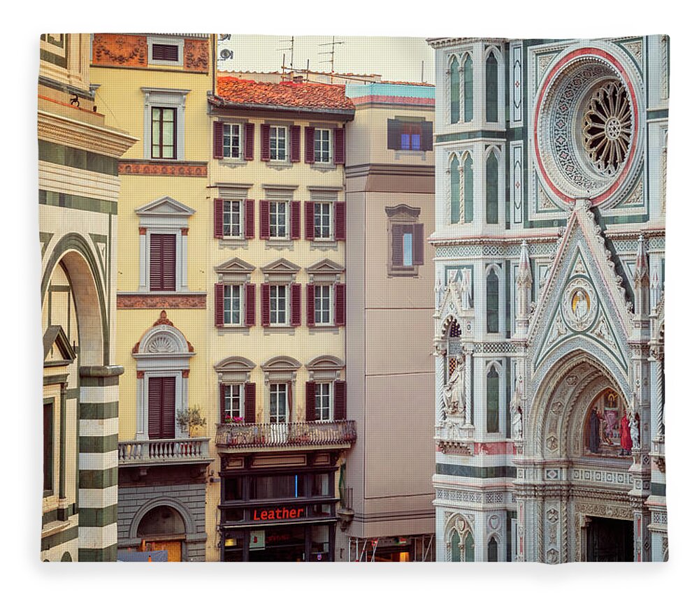 Joan Carroll Fleece Blanket featuring the photograph Florence Italy View by Joan Carroll