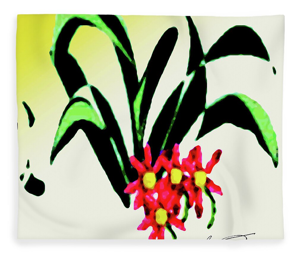 Flower Design Fleece Blanket featuring the digital art Pink Flowers by Gabby Tary