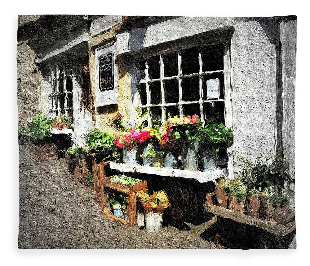 Bath Fleece Blanket featuring the photograph Flower Shop In Bath England by Peggy Dietz