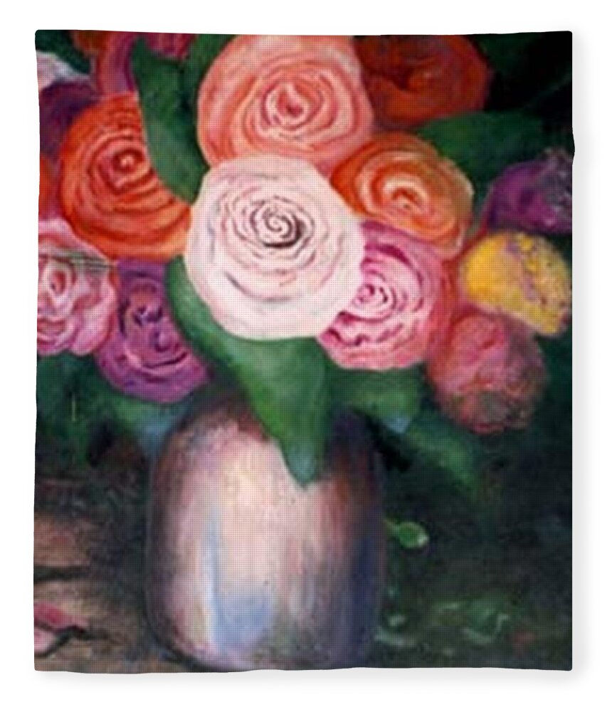 Flowers Fleece Blanket featuring the painting Flower Spirals by Jordana Sands