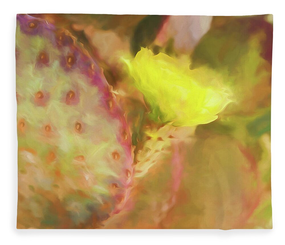 Cactus Fleece Blanket featuring the digital art Flowering Pear by Scott Campbell