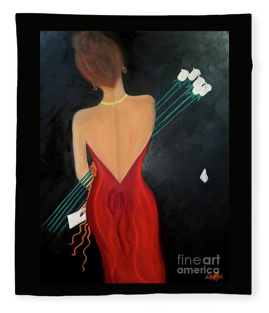 Lady In Red Fleece Blanket featuring the painting Flowers From A Friend by Artist Linda Marie