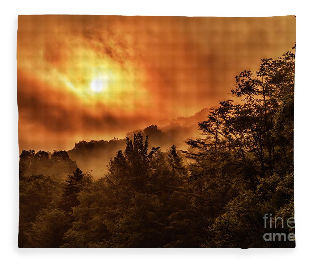 Williams River Fleece Blanket featuring the photograph Foggy Sunrise Monongahela National Forest by Thomas R Fletcher