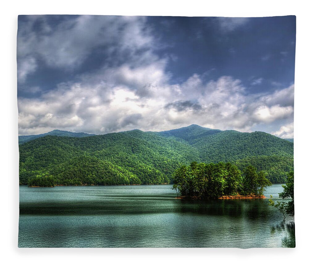 Western North Carolina Fleece Blanket featuring the photograph Fontana Lake Lighter by Greg and Chrystal Mimbs
