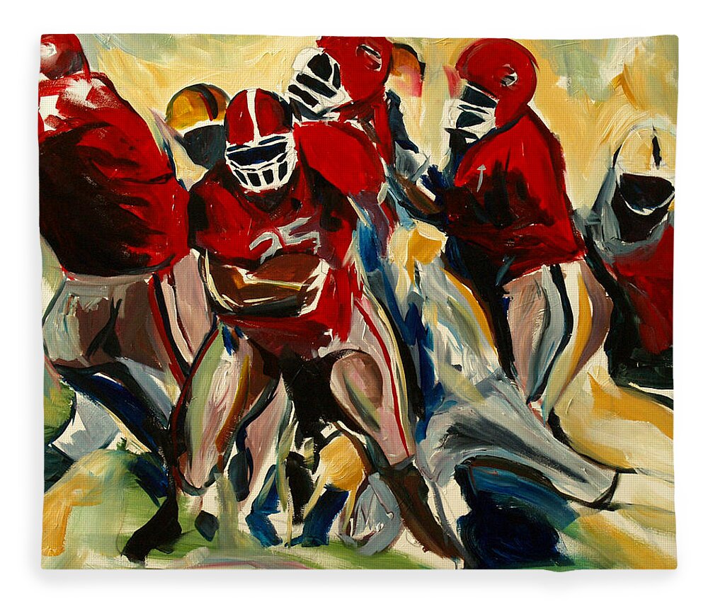  Fleece Blanket featuring the painting Football Pack by John Gholson
