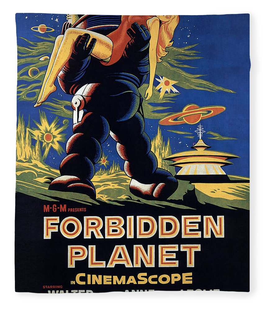 Forbidden Planet Fleece Blanket featuring the photograph Forbidden Planet Amazing Poster by Vintage Collectables