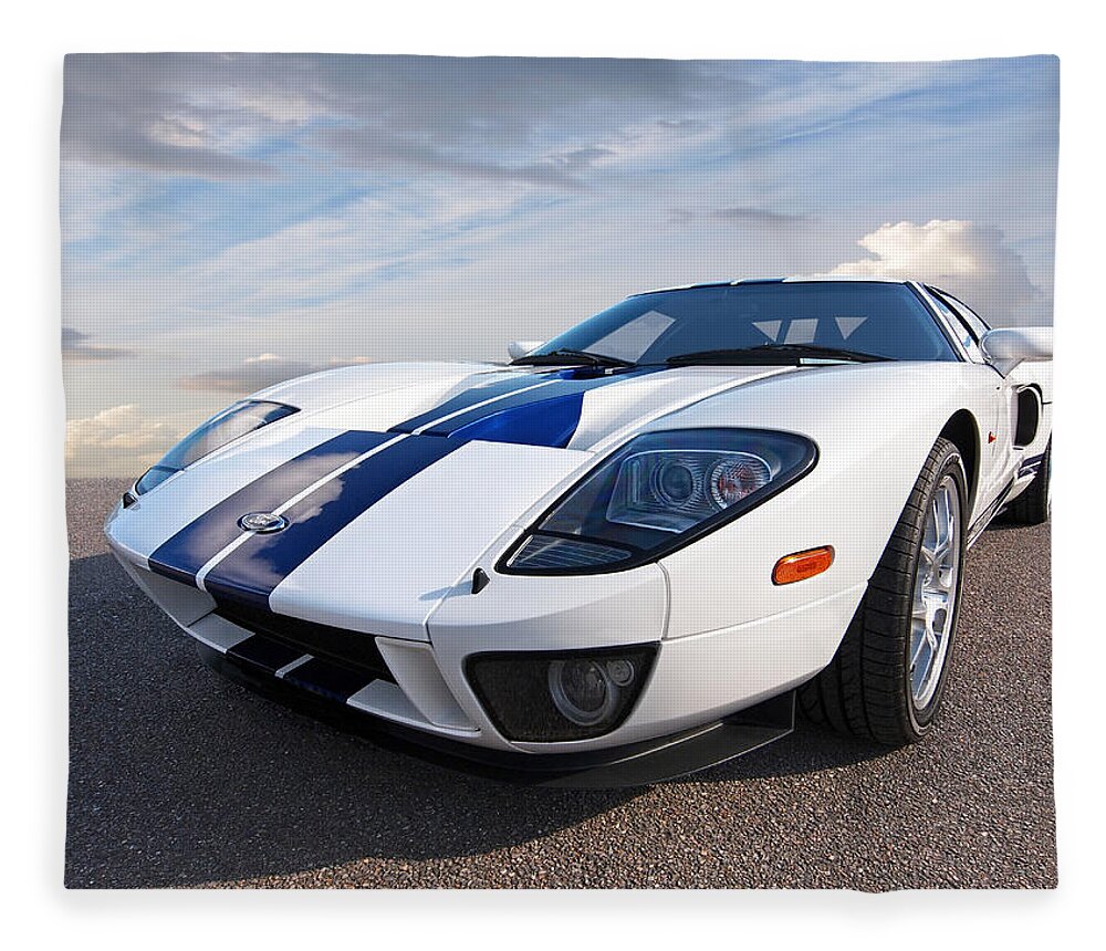 Ford Gt40 Fleece Blanket featuring the photograph Ford GT 2005 by Gill Billington