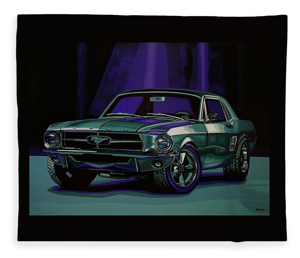 Ford Mustang Fleece Blanket featuring the painting Ford Mustang 1967 Painting by Paul Meijering