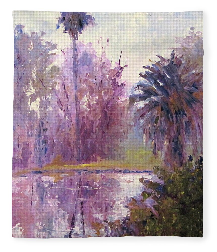 Art Fleece Blanket featuring the painting Ford Park-Cloudy Morning by Terry Chacon