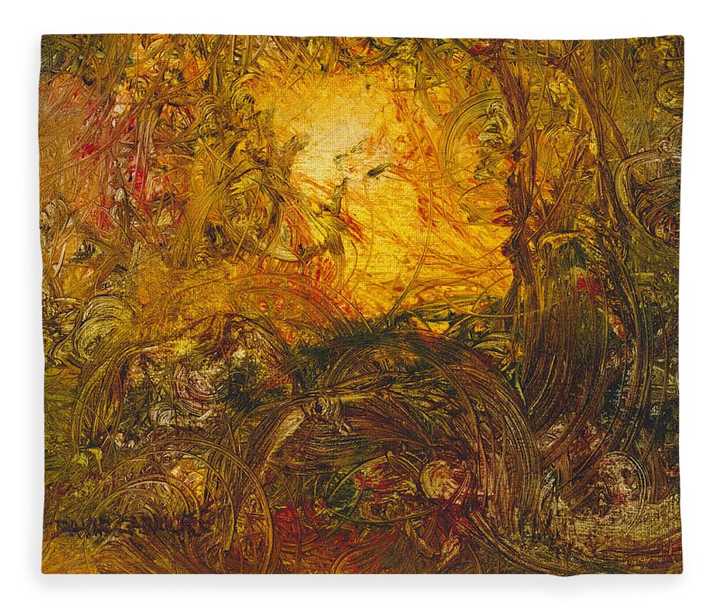 Forest Fleece Blanket featuring the painting Forest Light 60 by David Ladmore