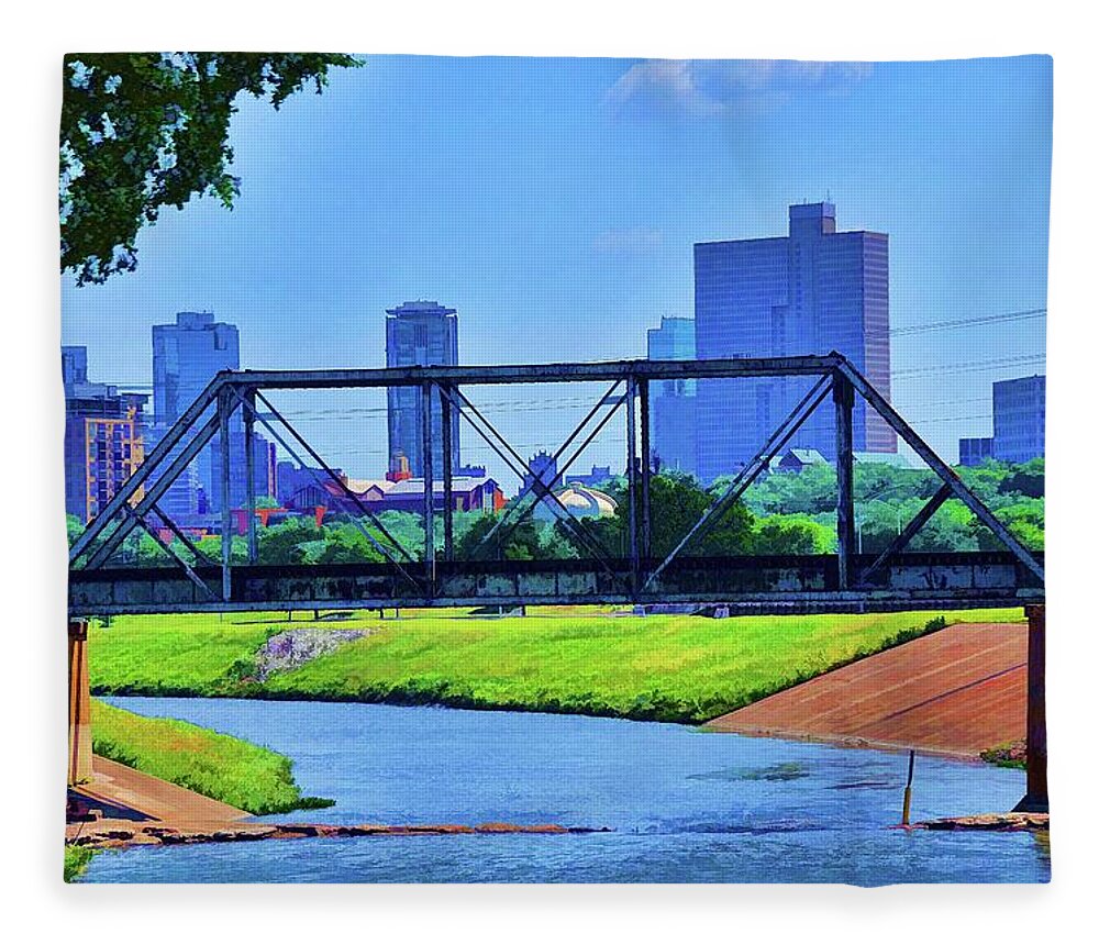 Fort Worth Fleece Blanket featuring the photograph Fort Worth Texas Skyline by Diana Mary Sharpton